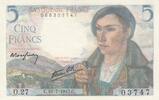 France 5 francs 5 Francs - Berger - 22-07-1943 - Série O.27 -