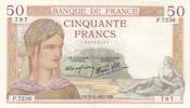 France 50 francs 50 Francs - Cérès - 02-12-1937 - Série P.7236 -