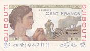 100 francs 1946 Dschibuti 100 Francs - 1946 Specimen I- / VZ+ / VZ-ST
