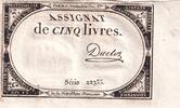 France 5 livres 5 Livres - 10 Brumaire An II (31.10.1793) - Sign. Duclos - Série 22355 -