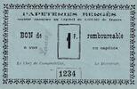 France 1 franc 1 Franc - Papeteries de Lancey créer par Bergès - N°1234 - 1915 -
