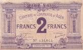 France 2 francs 2 Francs - Chambre de Commerce d'Agen - 05-11-1914 - N°134,044 -