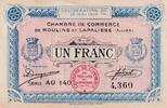 France 1 franc 1 Franc - Chambre de Commerce de Moulins et Lapalisse - 1916 - Série AO 140 -