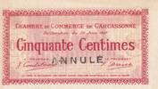 France 50 centimes 1917 50 Centimes - Chambre de Commerce de Carcassonne... 40,00 EUR  + 7,00 EUR frais d'envoi