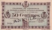 France 50 centimes 1916 50 Centimes - Chambre de Commerce de Chalon-sur-... 50,00 EUR  + 7,00 EUR frais d'envoi