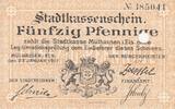 France 50 pfennige 50 Pfennige 1917, Mulhouse Mülhausen, Stadtkassenschein -