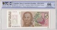 Argentine 5 australes 5 Australes , J de Urquiza - 1985 - Spécimen - PCGS 66 OPQ -