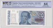Argentine 10 australes 10 Australes , S Derqui - 1985 - Spécimen - PCGS 64 OPQ -