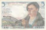 France 5 francs 5 Francs Berger - 05-08-1943 - Série B.62 - Neuf -