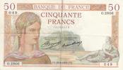 France 50 francs 50 Francs Cérès - 29-08-1935 - Série O.2806 - TTB -