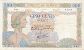 France 500 francs 500 Francs La Paix - 31-10-1940 Série X.1214 - TB+ -