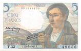 France 5 francs 5 Francs - Berger - 22-07-1943 - Série T.33 -