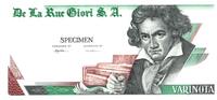Suisse 1 douzain 1 Varinota, Echantillon De la Rue Giori - Beethoven - Uniface Vert et Crème -