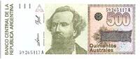 Argentine 500 australes 500 Austales, Nicolas Avellanedas - 1990 - Série A -