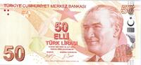 Turquie 50 turk lirasi 50 Yeni Turk Lirasi - Pdt Ataturk - Fatma Aliye - 2009 (2017) - Neuf - P.225c -