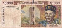 BCEAO 10000 francs 10000 Francs - Chef africain - Pont de liane - 1996 - K Sénégal - TB - P.714Ke -