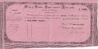 Nle Calédonie 5000 francs 5000 Francs - Traite du Trésor Public - 21-09-1867 - TTB+ -