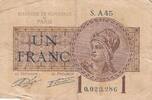 France 1 franc 1 Franc - Chambre de Commerce de Paris - 1919-1922 - TB - Série A.45 -