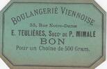 France M. Teulières - Boulangerie Paris Bon pour un Choine de 500 Gram.. - SUP -