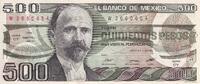 Mexique 500 pesos 500 Pesos - Madero - Bas relief - 1984 - Série CY - P.79a -