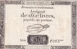 France 10 livres 10 Livres Noir - Filigrane Fleur de Lys - (24-10-1792) - Sign. Taisaud - Série 1283 - L.161a -