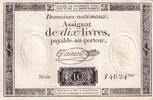 France 10 livres 10 Livres Noir - Filigrane République (24-10-1792) - Série 14624 - Sign. Taisaud -