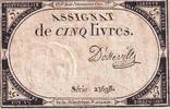 France 5 livres 5 Livres - 10 Brumaire An II (31-10-1793) - Sign D'osseville - Série 23638 - L.171 -