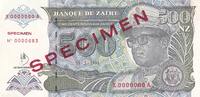 Zaïre 500 nv zaire 500 Nv Zaire - Pdt Mobutu - Spécimen - 1994 - P.63s -