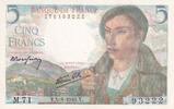 France 5 francs 5 Francs Berger - 05-08-1943 - Série M.71 - F.05.03 -