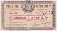 France 50 centimes 50 Centimes - Remiremont - 1915 - Série B - P.88-59 -