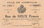 France 2 francs 2 Francs - Ville de Lunéville - 1916 - P.54-76 -
