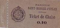 France 10 centimes 10 Centimes Paris Ticket de chaise paroisse. -