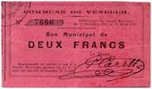 France 2 francs 2 Francs Vendeuil Commune - 1914 - 1915 -