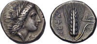 Lucania, Metapontion AR nomos Demeter right/ear of barley, Nike, pedigree to 1927, ex-Duke of Cajaniello -