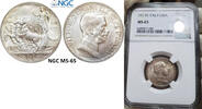 European Coins 65 1 Lira NGC Italy 1917 MS Silver Coin Quadriga Lire Emanuel III Rare Type -