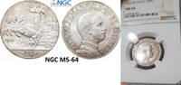 European Coins 64 1 Lira NGC Italy 1913 MS Silver Unc Coin Quadriga Luster Earlier Type -