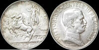 European Coins 1 Lira Italy 1917 Unc Silver Coin Quadriga Victor Emmanuel III -