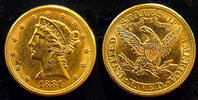USA 5 Dollars 1881 USA, 5 Dollars, 1881, Liberty Kopf, 8,35 g/900 Gold, vz  823,20 EUR  + 23,00 EUR frais d'envoi