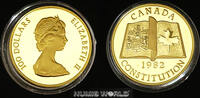 Canada 100 Dollars 1982 Canada, 100 Dollars, 1982, Elizabeth II., CONSTI... 1892,00 EUR  + 32,00 EUR frais d'envoi
