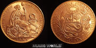 Peru 1964 Peru, 100 Soles, 1964, Lima, Sitzende Liberty, 46,71 g/900 Rot... 6426,00 EUR  + 32,00 EUR frais d'envoi