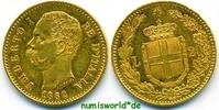 Italien 20 Lire Umberto I. 1878-1900, Rotgold, 6,45 g/900 Gold vz+ -