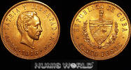 Cuba 5 Pesos Cuba, 5 Pesos, 1916, 8,35 g/900 Gold, KM19, vz+ -