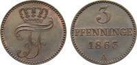 Mecklenburg-Schwerin Cu 3 Pfennig Friedrich Franz II. 1842-1883 -