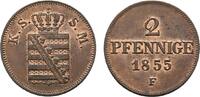 Sachsen-Albertinische Linie Cu 2 Pfennig Johann 1854-1873 -