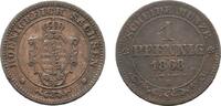 Sachsen-Albertinische Linie Cu Pfennig Johann 1854-1873 -