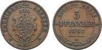 Sachsen-Albertinische Linie Cu 5 Pfennig Johann 1854-1873 -