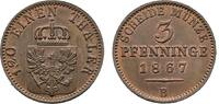 Brandenburg-Preußen Cu 3 Pfennig Wilhelm I. 1861-1888 -