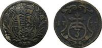 Sachsen-Coburg-Saalfeld 3 Pfennig Christian Ernst und Franz Josias 1729-1745 -
