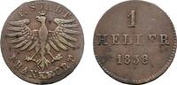 Frankfurt, Stadt Cu Heller 1838 Minimal Fundbelag, sehr schön 25,00 EUR  + 5,00 EUR frais d'envoi