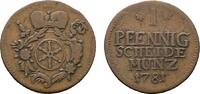 Mainz, Erzbistum Cu Pfennig 1781 Erfurt Friedrich Karl Joseph 1774-1802 Winz. Prägeschwäche, TTB